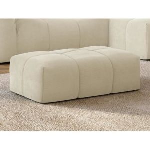Pouf en velours côtelé beige NAEMIA de Maison Céphy