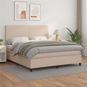 VidaXL Boxspring met matras kunstleer cappuccinokleurig 160x200 cm3142736