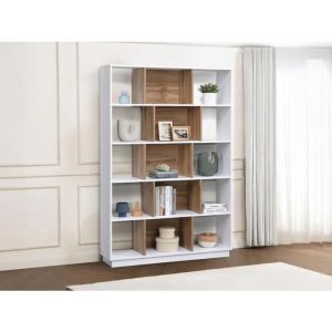 Biblioth&egrave;que effet bois, blanc