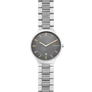 SKAGEN Montre Homme avec Boîtier Rond 38 mm et Bracelet en Acier Gris