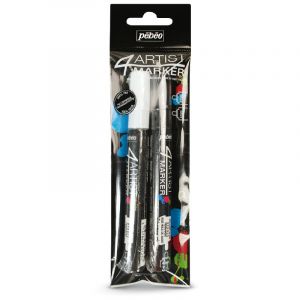 Image de Pebeo 580896 4ARTIST Marker Set Duo 4+4MM Peinture, Noir/Blanc, 21 x 8 x 3 cm