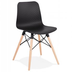 Image de Kokoon Design Chaise Noire Pi&egrave;tement Bois NUMANCY