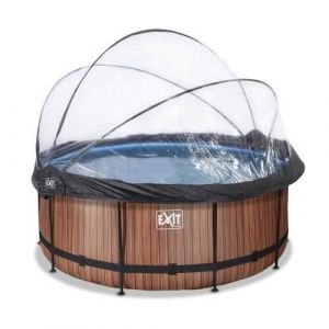 Exit Toys Frame Pool ø360x122cm (12v sand filter) – Timber Style + Dome