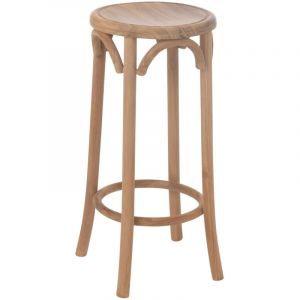 M&S Tabouret de bar rond 35x35x75 cm en bois de teck naturel