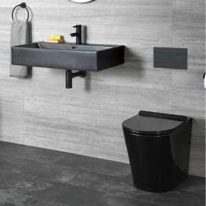 Hudson Reed Ensemble WC à poser et lavabo suspendu – Noir - Nox