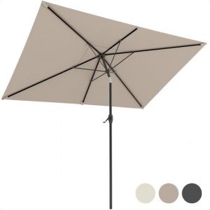 Parasol Lifegoods - 270x180cm - terasse et jardin -30° inclinable - imperméable - avec housse - Taupe