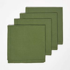 Lot de 4 serviettes de table en coton Vert foncé