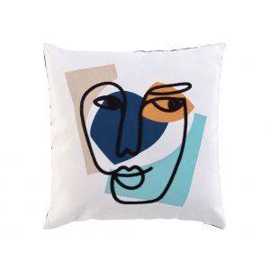 Home maison Coussin d&eacute;houssable au style contemporain polyester bleu 45 x 45
