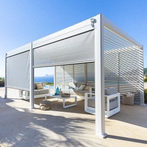 Store pour pergola Evora GM (6 x 3,6 m) Blanc/Gris