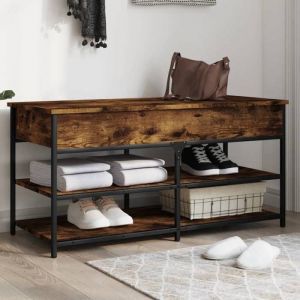 VidaXL Banc à chaussures chêne fumé 100x42,5x50 cm bois d'ingénierie Smoked oak
