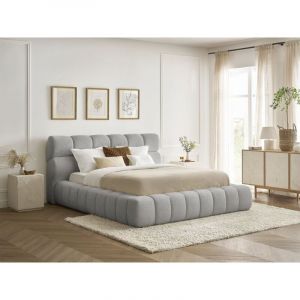Bobochic Lit coffre Lit coffre mont-blanc tissu bouclette 140x190 Gris clair