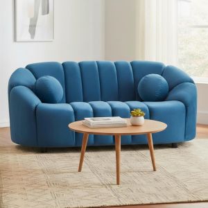 Canapé 2 places design Sidonie Velours Bleu