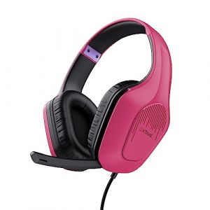 Image de Trust Gaming GXT 415P Zirox Casque Gaming Léger avec Transducteurs 50 mm pour PC, Xbox, PS4, PS5, Switch, Mobile, Audio Jack 3.5 mm, Câble de 2 m, Casque Gamer Filaire Over-Ear avec Micro - Rose