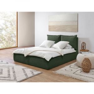 Bobochic Lit Lit coffre Lit coffre garance avec tête de lit effet oreiller 140x190 Vert - Vert