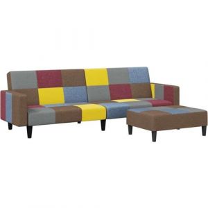 VidaXL Canap&eacute;-Lit &Agrave; 2 Places Avec Repose-Pied Patchwork Tissu