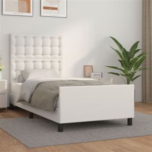 VidaXL Cadre de lit avec tête de lit Blanc 90x190 cm Similicuir Blanc