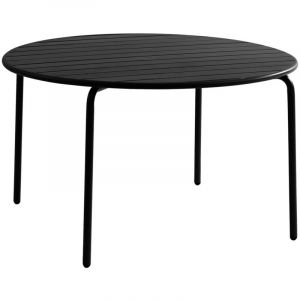 Table de jardin ronde D.110 cm en m&eacute;tal - Noir - MIRMANDE de MYLIA