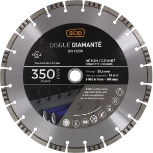 SCID Disque diamant&eacute; b&eacute;ton granit ventill&eacute; - Diam&egrave;tre 350 mm
