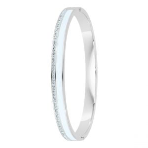 Jonc Femme So Charm - B4338-ARGENT-BLANC - Bracelet Email Argent&eacute;