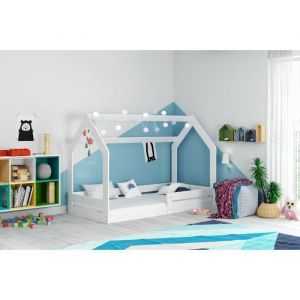 Lit enfant au sol Cabane 1 80x160 (blanc)