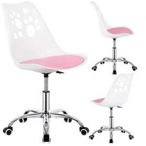 Springos Chaise De Bureau Pivotante Enfant Adolescent Ergonomique Réglable Similicuir Sur Roulettes