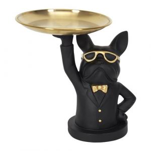 Vide-Poche Bulldog Noir et Or Plateau en L'air - MANIA - ALTOBUY