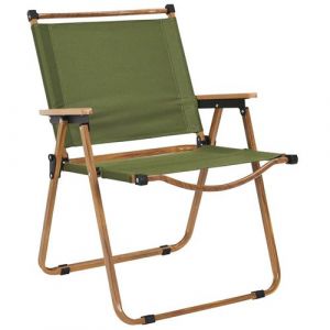 KAMPA - Chaise Pliante de Camping en M&eacute;tal imitation bois et Toile Verte - CMP