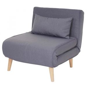 Décoshop26 Canape-lit fauteuil de couchage une personne fonctionnel rela par ation pliant en tissu gris clair