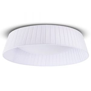 Plafonnier Table &agrave; Manger D&eacute;co Salon Moderne Bureau Rond Abat-Jour Tissu E27 Blanc, &Oslash;37cm - Paco Home