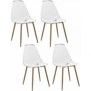 Lot de 4 Chaises Thao en polycarbonate - Longueur 53 Largeur 47 Hauteur 83cm - Transparent