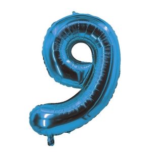 Ruedelafete Ballon alu mylar 30cm CHIFFRE 9, bleu électrique