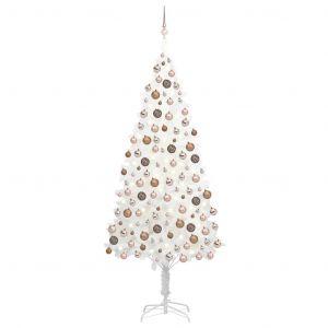 VidaXL Arbre de No?l artificiel avec LED et boules Blanc 240 cm