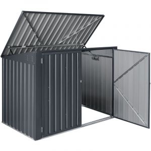 Cache poubelle avec toit rabattable pour 2 poubelles 173 x 101 x 131 cm