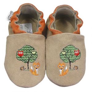HOBEA Chaussons b&eacute;b&eacute; animaux de la for&ecirc;t brun clair - Taille 18/19