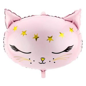 Ruedelafete Ballon mylar Tête de Chat rose 48cm