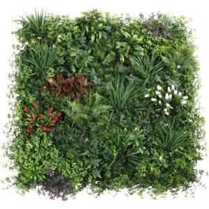 Oviala Mur végétal artificiel fleurie premium 100x100 cm
