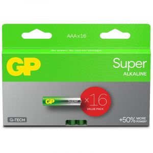 GP Piles AAA - Lot de 16 | Super| Piles Stilo AAA Alcaline de 1,5 V/LR03 - Longue durée de Vie