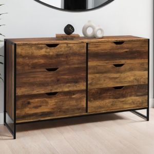 Idmarket Commode 6 tiroirs HAWKINS XXL 140 cm design industriel