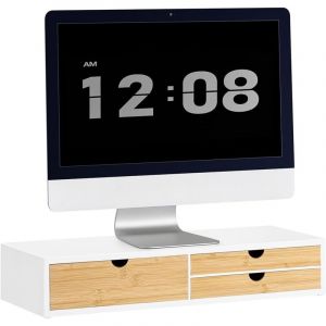 Sobuy Support d'écran ergonomique effet bois blanc