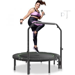 VEVOR Mini Trampoline Pliable, 1315 mm, Fitness rebounder, Charge Max. 205 kg, Stable et Silencieux avec poign&eacute;e en Mousse r&eacute;glable en Hauteur &agrave; 4 Niveaux, pour entra&icirc;nement int&eacute;rieur/Jardin Adultes