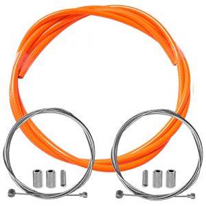Cyclingcolors Gaine frein v&eacute;lo avec c&acirc;ble embouts kit avant arri&egrave;re compatible avec Shimano Sram cycle ville route vtt insert performance cable (Orange fluo)