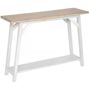 Pegane Table de console, meuble de console en bois coloris blanc, Naturel - Longueur 120 x Profondeur 35 x Hauteur 83,5 cm -