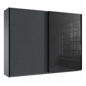 Wimex Armoire 2 portes coulissantes TILBURG 270 cm graphite verre noir