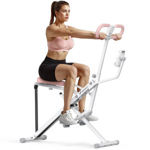 Machine À Squat Et Rameur Merach, Résistance Réglable, 160 Kg, Écran Lcd, Support De Téléphone, Pour Abdos/Jambes/Dos, Blanc