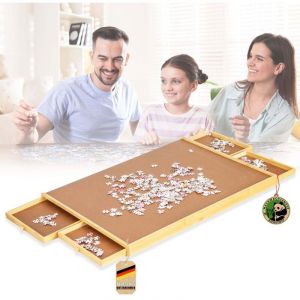 Floordirekt - Table de puzzle Yukon Support de puzzle compact avec tiroirs en bambou & mdf Pour enfants & adultes