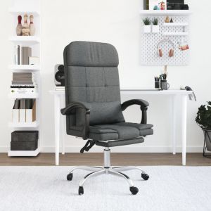 VidaXL Fauteuil de massage inclinable de bureau Gris fonc&eacute; Tissu