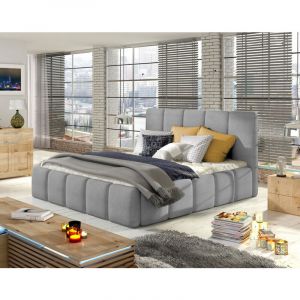 Lit coffre en Velours 140x200 gris clair