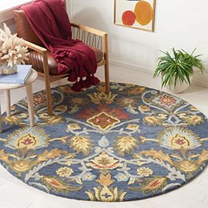 Safavieh Tapis Contemporain pour Salon, Salle à Manger, Chambre à Coucher - Blossum Collection, Tapis à Poil Court, Marine et Mutli, 180 x 180 cm