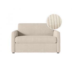 Loungitude Fauteuil convertible couchage 100x190cm velours beige matelas 13cm