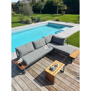 Remarquable Salon de jardin 4 places - Gris anthracite et acacia